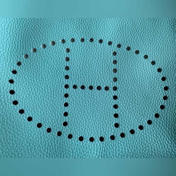 Authentic Hermes Evelyne Blue Atoll BAG Crossbody Strap GM Clemence Leather - Picture 5 of 16